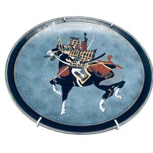 vintage Kinder Harris 1989 decretive plater embossed blue black horse READ